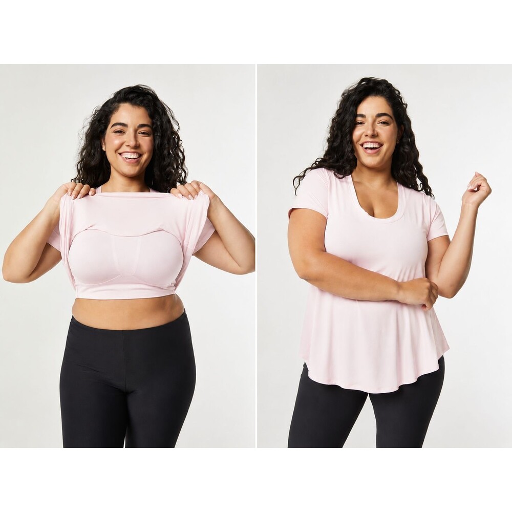 SheBird Flawless Short Sleeve Bra Tee Women’s Short Sleeve Sz 7 / XL Light Pink
